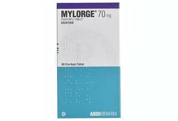 MYLORGE 70 MG FILM KAPLI TABLET (60 ADET) (dasatinib) kutu fotoğrafı, film kaplı tablet. Üretici: ABDİ İBRAHİM İLAÇ SANAYİ VE TİCARET A.Ş.