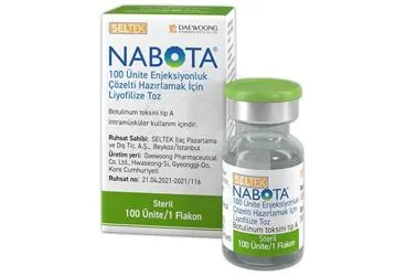 NABOTA 100 UNITE ENJEKSIYONLUK COZELTI HAZIRLAMAK ICIN LIYOFILIZE TOZ (1 FLAKON) (botulinum  toksini) ambalajı, çözelti. Üretici: SELTEK İLAÇ PAZARLAMA VE DIŞ TİCARET ANONİM ŞİRKETİ.
