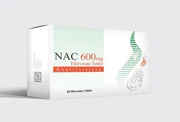 NAC 600 MG 20 EFERVESAN TABLET ambalajı, efervesan tablet formunda asetilsistein içerir. Üretici: BASEL KİMYEVİ MADDELER VE İLAÇ SANAYİ TİCARET ANONİM ŞİRKETİ.