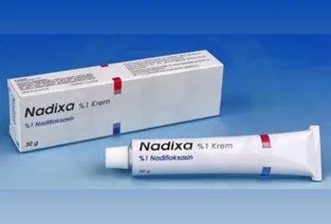 NADIXA %1 30 GR KREM kutusu. Nadifloksasin içeren krem. Üretici: ADEKA İLAÇ SANAYİ VE TİCARET A.Ş.