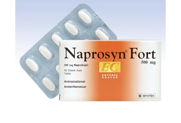 NAPROSYN EC 500 MG FORT 20 TABLET (naproksen sodyum) kutu fotoğrafı, tablet. Üretici: ABDİ İBRAHİM İLAÇ SANAYİ VE TİCARET A.Ş.