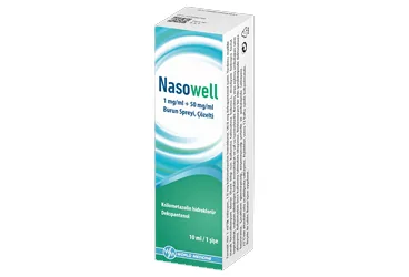 Ksilometazolin + dekspantenol içeren nazal sprey: NASOWELL 1 MG/ML + 50 MG/ML BURUN SPREYI, COZELTI kutusu. Üretici: WORLD MEDICINE İLAÇ SAN. VE TİC. A.Ş.