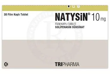 NATYSIN 10 MG 30 FILM TABLET kutu fotoğrafı, film kaplı tablet formunda solifenasin süksinat içerir. Üretici: TRIPHARMA İLAÇ SANAYİ VE TİCARET A.Ş.