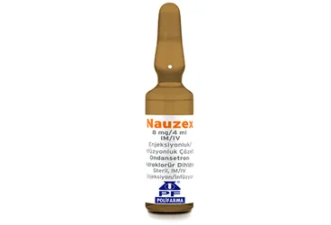 NAUZEX 8 MG/4 ML IV/IM ENJEKSIYONLUK/INFUZYONLUK COZELTI (ondansetron hcl) kutu fotoğrafı, çözelti. Üretici: POLİFARMA İLAÇ SAN. VE TİC. A.Ş.