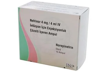 NEFRINOR 4 MG/4 ML IV INF. ICIN ENJ.COZ.ICEREN 10 AMPUL ürün ambalajı, ampul formunda noradrenalin içerir. Üretici: INCPHARMA İLAÇ SAN. VE TİC. LTD. ŞTİ.