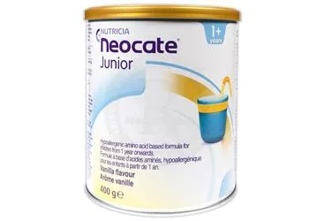 Protein+karbonhidrat+yag içeren NEOCATE JUNIOR VANILYA AROMALI 400 GR ambalajı. Üretici: NUMIL GIDA ÜRÜNLERİ SANAYİ VE TİCARET A.Ş.