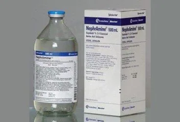 NEPHRAMINE 500 ML(SETLI) ürün ambalajı. Etkin maddesi aminoasit. Üretici: ECZACIBAŞI-BAXTER HASTANE ÜRÜNLERİ SANAYİ VE TİCARET A.Ş.