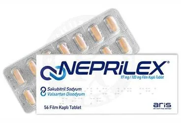 NEPRILEX 97 MG/103 MG FILM KAPLI TABLET ambalajı, film kaplı tablet formunda valsartan + sakubitril içerir. Üretici: ALİ RAİF İLAÇ SANAYİ A.Ş.