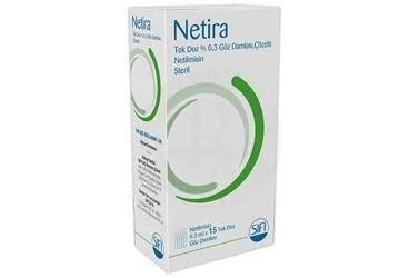 NETIRA TEK DOZ %0,3 GOZ DAMLASI, COZELTI (0,3 ML x 15 ADET) kutusu, göz damlası formunda netilmisin sülfat -oftalmik içerir. Üretici: SIFI İLAÇ ANONİM ŞİRKETİ.