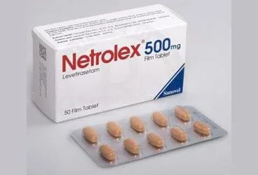Levetirasetam içeren film kaplı tablet: NETROLEX 500 MG 50 FILM TABLET ürün ambalajı. Üretici: SANOVEL İLAÇ SANAYİ VE TİCARET ANONİM ŞİRKETİ.