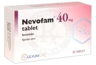 NEVOFAM 40 MG 30 TABLET kutu fotoğrafı. Famotidin içeren tablet. Üretici: LİLYUM İLAÇ VE KİMYA SANAYİ TİCARET ANONİM ŞİRKETİ.