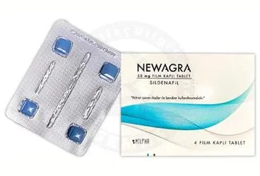 NEWAGRA 50 MG FILM KAPLI TABLET (4 ADET) (sildenafil sitrat) ürün ambalajı, film kaplı tablet. Üretici: MİLPHA İLAÇ SANAYİ VE TİCARET LİMİTED ŞİRKETİ.