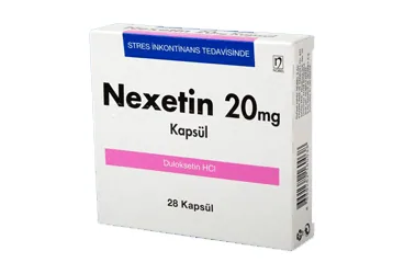 Duloksetin içeren kapsül: NEXETIN 20 MG 28 KAPSUL ürün ambalajı. Üretici: NOBEL İLAÇ SAN. VE TİC. A.Ş.