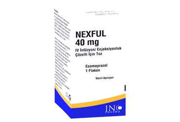 NEXFUL 40 MG IV INFUZYONLUK / ENJEKSIYONLUK COZELTI ICIN TOZ (esomeprazol) kutu fotoğrafı, çözelti. Üretici: INCPHARMA İLAÇ SAN. VE TİC. LTD. ŞTİ.