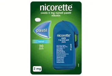 NICORETTE COOLS 2 MG NANELI PASTIL (20 ADET) kutu fotoğrafı. Etkin maddesi nikotin. Üretici: JNTL TURKEY TÜKETİCİ SAĞLIĞI LİMİTED ŞİRKETİ.