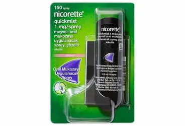 NICORETTE QUICKMIST 1 MG/SPREY MEYVELI ORAL MUKOZAYA UYGULANACAK SPREY, COZELTI (1 SISE) (nikotin) ürün ambalajı, çözelti. Üretici: JNTL TURKEY TÜKETİCİ SAĞLIĞI LİMİTED ŞİRKETİ.
