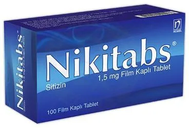 NIKITABS 1,5 MG FILM KAPLI TABLET (100 ADET) (sitizin) kutusu, film kaplı tablet. Üretici: NOBEL İLAÇ SAN. VE TİC. A.Ş.