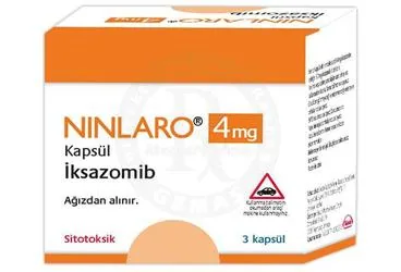 NINLARO 4 MG 3 KAPSUL kutu fotoğrafı, kapsül formunda iksazomib içerir. Üretici: TAKEDA İLAÇ SAĞLIK SANAYİ TİCARET LTD.ŞTİ.