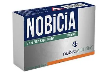 NOBICIA 5 MG FILM KAPLI TABLET (28 TABLET) (tadalafil) ambalajı, film kaplı tablet. Üretici: NOBİS SCİENTİFİC İLAÇ SANAYİ VE TİCARET ANONİM ŞİRKETİ.