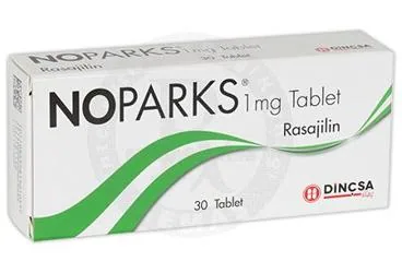 NOPARKS 1 MG 30 TABLET kutu fotoğrafı. Rasajilin içeren tablet. Üretici: DİNÇSA İLAÇ SAN. VE TİC. A.Ş.