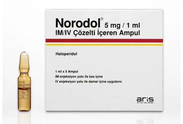 NORODOL 5 MG/1 ML IM/IV COZELTI ICEREN 5 AMPUL ambalajı, çözelti formunda haloperidol içerir. Üretici: ALİ RAİF İLAÇ SANAYİ A.Ş.