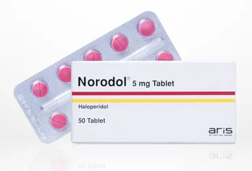 NORODOL 5 MG 50 TABLET (haloperidol) ürün ambalajı, tablet. Üretici: ALİ RAİF İLAÇ SANAYİ A.Ş.