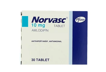 NORVASC 10 MG 30 TABLET ambalajı. Amlodipin içeren tablet. Üretici: VİATRİS İLAÇLARI LİMİTED ŞİRKETİ.