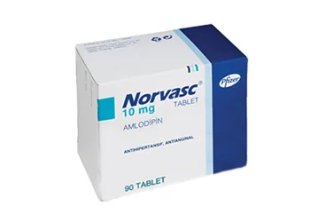 NORVASC 10 MG 90 TABLET (amlodipin) ürün ambalajı, tablet. Üretici: VİATRİS İLAÇLARI LİMİTED ŞİRKETİ.