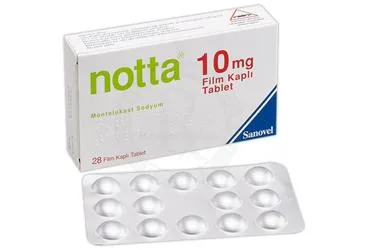 NOTTA 10 MG FILM KAPLI TABLET (28 TABLET) (montelukast sodyum) kutu fotoğrafı, film kaplı tablet. Üretici: SANOVEL İLAÇ SANAYİ VE TİCARET ANONİM ŞİRKETİ.