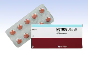 NOTUSS 50 MG SR TABLET,10 TABLET kutusu, tablet formunda butamirat sitrat içerir. Üretici: TRIPHARMA İLAÇ SAN. VE TİC. A.Ş.