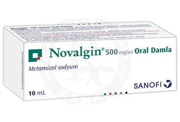 Metamizol sodyum içeren çözelti: NOVALGIN %5 10 ML ORAL DAMLA, ÇOZELTI kutusu. Üretici: OPELLA HEALTHCARE TÜKETİCİ SAĞLIĞI ANONİM ŞİRKETİ.