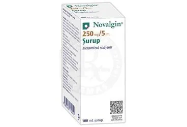 NOVALGIN %5 100 ML SURUP kutusu. Metamizol sodyum içeren şurup. Üretici: OPELLA HEALTHCARE TÜKETİCİ SAĞLIĞI ANONİM ŞİRKETİ.