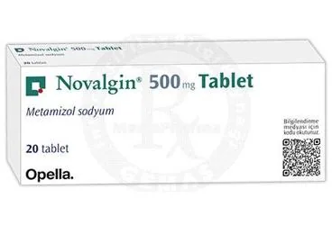 NOVALGIN 500 MG TABLET (20 TABLET) (metamizol sodyum) ambalajı, tablet. Üretici: OPELLA HEALTHCARE TÜKETİCİ SAĞLIĞI ANONİM ŞİRKETİ.