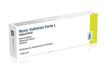 NOVO-VULOTRAN FORTE L 750 MG/ 200 MG/ 100 MG VAJINAL OVUL (7 OVUL) kutu fotoğrafı. Metronidazol + mikonazol - vajinal içeren ovül. Üretici: DEVA HOLDİNG ANONİM ŞİRKETİ.