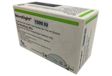 Anti hemofilik faktör 8 içeren çözelti: NOVOEIGHT 1500IU ENJEKSIYONLUK COZELTI HAZIRLAMAK ICIN TOZ VE COZUCU kutu fotoğrafı. Üretici: NOVO NORDISK SAĞLIK ÜRÜNLERİ TİCARET LİMİTED ŞİRKETİ.