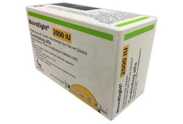 Anti hemofilik faktör 8 içeren çözelti: NOVOEIGHT 2000IU ENJEKSIYONLUK COZELTI HAZIRLAMAK ICIN TOZ VE COZUCU ürün ambalajı. Üretici: NOVO NORDISK SAĞLIK ÜRÜNLERİ TİCARET LİMİTED ŞİRKETİ.