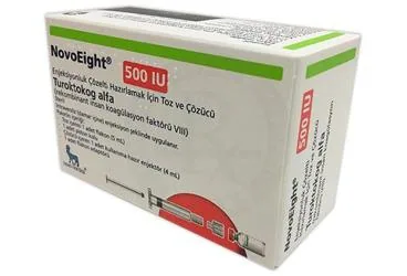 NOVOEIGHT 500IU ENJEKSIYONLUK COZELTI HAZIRLAMAK ICIN TOZ VE COZUCU kutu fotoğrafı. Anti hemofilik faktör 8 içeren çözelti. Üretici: NOVO NORDISK SAĞLIK ÜRÜNLERİ TİCARET LİMİTED ŞİRKETİ.
