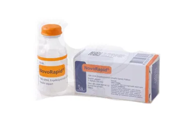 NOVORAPID 100 IU 1 FLAKON (insülin aspart -hızlı) kutu fotoğrafı, flakon. Üretici: NOVO NORDISK SAĞLIK ÜRÜNLERİ TİCARET LİMİTED ŞİRKETİ.