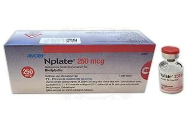 Romiplostim içeren çözelti: NPLATE 250 MCG ENJEKSIYONLUK COZELTI HAZIRLAMAK ICIN TOZ kutu fotoğrafı. Üretici: AMGEN İLAÇ TİCARET LİMİTED ŞİRKETİ.