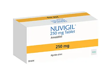 NUVIGIL 250 MG 30 TABLET ürün ambalajı, tablet formunda armodafinil içerir. Üretici: TEVA İLAÇLARI SANAYİ VE TİCARET A.Ş.