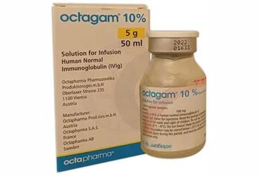 OCTAGAM 5 G/50 ML IV INFUZYONLUK COZELTI (1 FLAKON) ambalajı, çözelti formunda immünglobülin içerir. Üretici: BERK İLAÇ İTHALAT VE PAZARLAMA A.Ş.