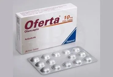 OFERTA 10 MG 28 FİLM TABLET ambalajı, film kaplı tablet formunda olanzapin içerir. Üretici: SANOVEL İLAÇ SANAYİ VE TİCARET ANONİM ŞİRKETİ.