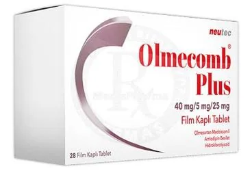 OLMECOMB PLUS 40 MG /5 MG /25 MG FILM KAPLI TABLET (28 TABLET) (olmesartan + amlodipin + hidroklorotiazid) kutu fotoğrafı, film kaplı tablet. Üretici: NEUTEC İLAÇ SANAYİ TİCARET ANONİM ŞİRKETİ.