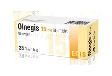 Olanzapin içeren film kaplı tablet: OLNEGIS 15 MG 28 FILM TABLET kutu fotoğrafı. Üretici: FARMA-TEK İLAÇ SANAYİ VE TİCARET A.Ş.