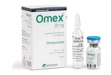 OMEX 40 MG IV ENJEKSIYON ICIN LIYOFILIZE TOZ ICEREN FLAKON (omeprazol) kutu fotoğrafı, flakon. Üretici: CENTURİON İLAÇ SANAYİ VE TİCARET ANONİM ŞİRKETİ.