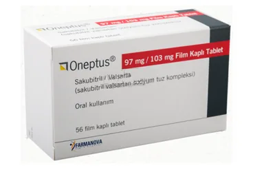 ONEPTUS 97 MG/103 MG 56 FILM KAPLI TABLET (valsartan + sakubitril) kutu fotoğrafı, film kaplı tablet. Üretici: FARMANOVA SAĞLIK HİZMETLERİ LTD.ŞTİ.