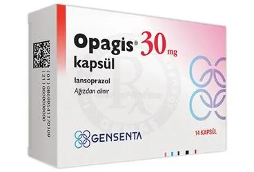 OPAGIS 30 MG 14 KAPSUL kutu fotoğrafı. Lansoprazol içeren kapsül. Üretici: LİLYUM İLAÇ VE KİMYA SANAYİ TİCARET ANONİM ŞİRKETİ.