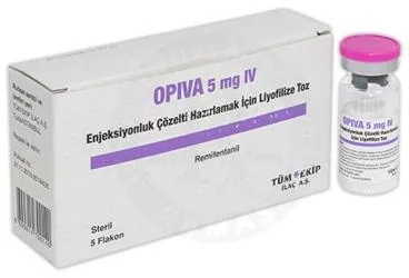 OPIVA 5 MG IV ENJEKSIYONLUK COZELTI HAZIRLAMAK ICIN LIYOFILIZE TOZ (5 ADET) ambalajı, çözelti formunda remifentanil içerir. Üretici: TÜM - EKİP İLAÇ A.Ş.