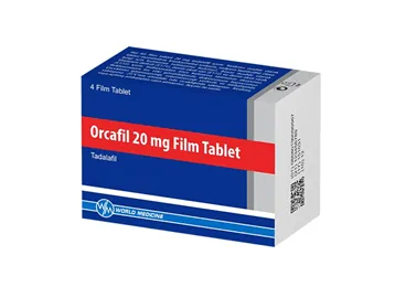 ORCAFIL 20 MG FILM KAPLI TABLET ( 2 TABLET) kutusu, film kaplı tablet formunda tadalafil içerir. Üretici: WORLD MEDICINE İLAÇ SAN. VE TİC. A.Ş.