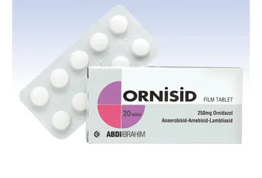 ORNISID 250 MG 20 FILM KAPLI TABLET (ornidazol) ambalajı, film kaplı tablet. Üretici: ABDİ İBRAHİM İLAÇ SANAYİ VE TİCARET A.Ş.